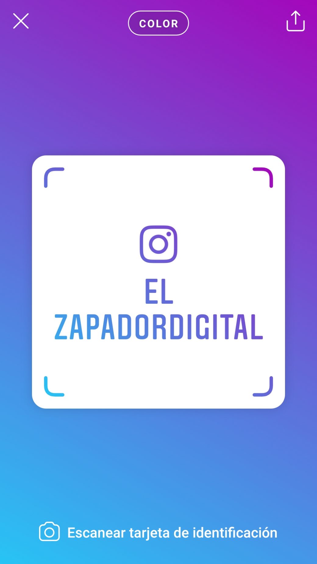 Tarjeta para compartir el perfil de instagram