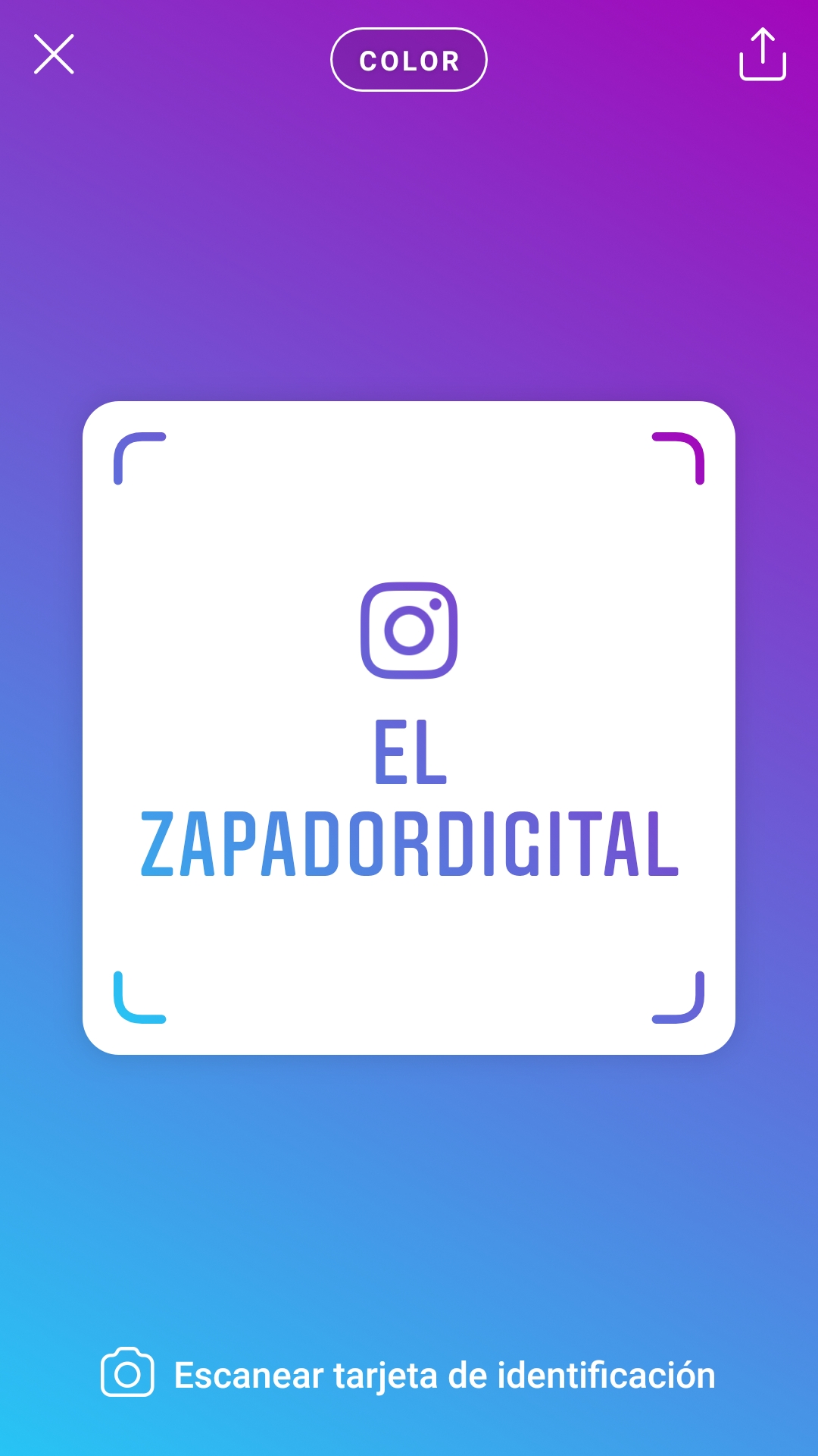Tarjeta para compartir el perfil de instagram